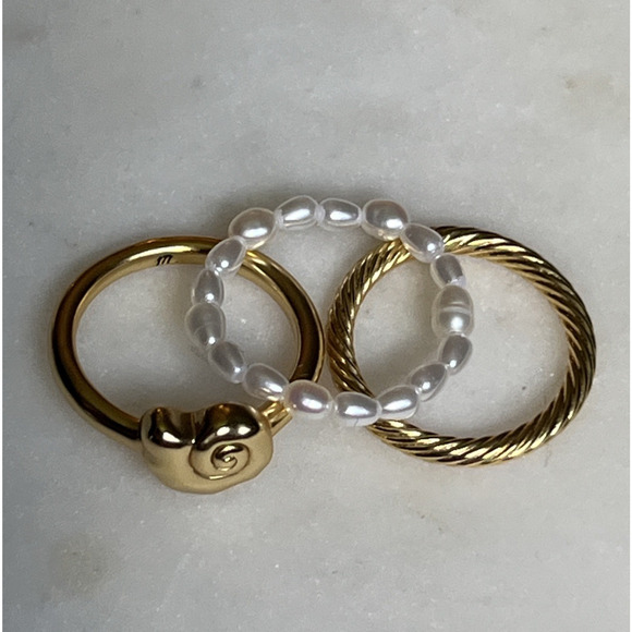 Madewell Nautical Stacking Ring Set Size 6 Coastal Mermaid Beachy Dainty - Picture 1 of 5